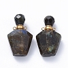 Faceted Natural Labradorite Openable Perfume Bottle Pendants G-E564-09D-G-2