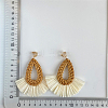 Teardrop with Fan Alloy Rattan Clip-on Earrings FS-WGFEF3F-03-2