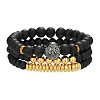 Fashionable retro black matte bracelet set with crown BO9372-1-1
