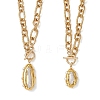 Electroplated Baroque Natural Keshi Pearl Oval Pendant 304 Stainless Steel Figaro Chain Necklaces with OT Clasps for Women NJEW-JN06296-2