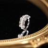 Brass & Imitation Pearl Cuff Open Rings for Women WGE0FB6-01-3