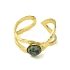 Ion Plating(IP) Round Natural African Jade Finger Rings RJEW-H233-01G-05-3