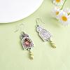 Arch with Owl Dangle Earrings with Enamel JE1084A-4