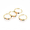 Brass Micro Pave Cubic Zirconia Cuff Rings for Women KK-T070-110-2