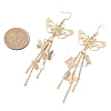 Butterfly Brass Charm Dangle Earrings for Women EJEW-TA00547-3