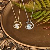 Anti-Tarnish Natural Shell Bunny with Crescent Moon Pendant Necklace with Clear Cubic Zirconia JN1073B-7