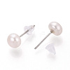 Natural Pearl Stud Earrings EJEW-R133-06A-3