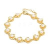 Brass & White Round ABS Plastic Pearl Shell Shape Link Chain Bracelets for Women BJEW-L707-03G-4