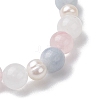 Natural Rose Quartz & White Jade & Pearl Round Beaded Stretch Bracelets for Women BJEW-JB11041-01-4