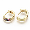 Brass Micro Pave Colorful Cubic Zirconia Hoop Earrings EJEW-S208-063-3