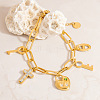 304 Stainless Steel Micro Pave Cubic Zirconia Charm Bracelets FS-WG2DFC3-01-2