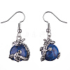 Natural Dyed Lapis Lazuli Dragon Dangle Earrings EJEW-A092-12P-06-2