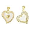 2Pcs 2 Styles Brass Pave Natural Shell Pendants KK-CJ0003-40A-1