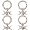 4Pcs Triple Goddess Pentagram Moon Alloy Shoe Charms HJEW-CP00023-1