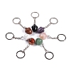 201 Stainless Steel with Natural Gemstone Pendants Keychain G-Q172-04P-1