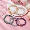 Electroplated Hexagon Prism Natural Quartz Chip Beaded Stretch Bracelets fo Women BJEW-JB10756-2