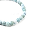 Natural Larimar/Pectolite Round Beaded Stretch Bracelet BJEW-A120-01A-2
