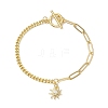 Sun Brass Clear Cubic Zirconia Charm Bracelets BJEW-JB10392-01-1