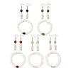 Natural Sea Shell Square Heishi Beads Dangle Earrings and Bracelets SJEW-JS01388-2
