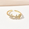 304 Stainless Steel Cubic Zirconia Cuff Open Rings for Women LS-RJEW-Z122-02G-04-2