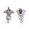 Natural Amethyst Teardrop Pendants G-P496-03P-21-2