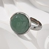 Half Round Natural Green Aventurine Finger Rings X-RJEW-M062-01P-21-5