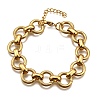 304 Stainless Steel Flat Round Link Chain Bracelets for Women BJEW-R021-08G-4