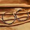 Brass Enamel Twist Ring Hoop Earrings EJEW-P301-01G-B-2