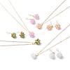 Cubic Zirconia Pendant Necklaces and Stud Earrings Jewelry Sets SJEW-JS01211-1