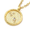 304 Stainless Steel Cubic Zirconia Constellation Flat Round Pendants STAS-S145-01H-2