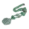 Natural Green Aventurine Flower Pendant Necklaces NJEW-N064-08I-2