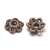 6-Petal Tibetan Style Alloy Hollow Flower Bead Caps TIBE-S221-R-NR-2
