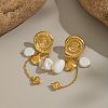 304 Stainless Steel Shell Shape Tassel Stud Earrings HO9250-2