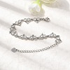 Heart Brass Micro Pave Cubic Zirconia Link Chain Bracelets BJEW-L715-01P-01-3