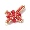 Glass Seed Beaded Cross Pendants PALLOY-MZ00826-02-4