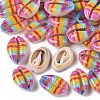 Printed Natural Cowrie Shell Beads X-SSHEL-R047-01-A06-1