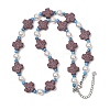 Dyed Natural Lava Rock & Round Synthetic Turquoise & Imitation Pearl Beaded Necklaces GG-CBA922D-07A-4