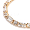 Brass Pave Clear Cubic Zirconia Rectangle & Flat Round Link Bracelets BJEW-B094-02G-2