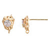 Brass Clear Cubic Zirconia Stud Earring Findings KK-N232-341-3
