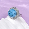 Natural & Synthetic Mixed Gemstone Round Adjustable Finger Rings RJEW-K241-05P-4
