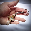 Walnut Heart Cross Pendant Keychain PW-WG3A405-01-2