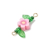 6Pcs 6 Styles Handmade Polymer Clay Flower & Glass Seed Beaded Connector Charms PALLOY-MZ00801-6