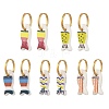 Handmade Porcelain & 316L Surgical Stainless Steel Hoop Dangle Earrings EJEW-JE07530-3