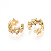 Brass Micro Pave Clear Cubic Zirconia Cuff Earrings KK-T074-35G-3
