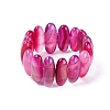 Oval Natural Agate Beaded Stretch Bracelets for Women Men G-Q601-23F-3