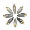 Natural Flower Agate Pointed Pendants G-Q495-06G-1