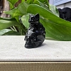 Natural Obsidian Carved Skull with Cat Figurines PW-WG21880-04-1