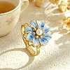Brass Enamel Rotating Finger Rings for Women WG848BF-01-1