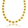 304 Stainless Steel Daisy Flower Link Chains with Enamel AJEW-CJ0001-22A-5