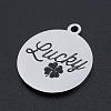 Non-Tarnish 201 Stainless Steel Etched Pendants STAS-N090-JN804-2